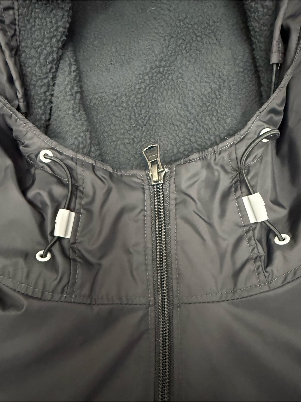 Columbia XL Hooded Fleece Lined Jacket Gray Black Full Zip Windbreaker Coat - Picture 11 of 13